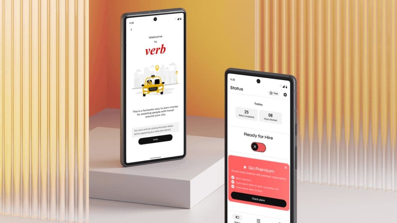 Image of verb app project, the image contains two mock opohon