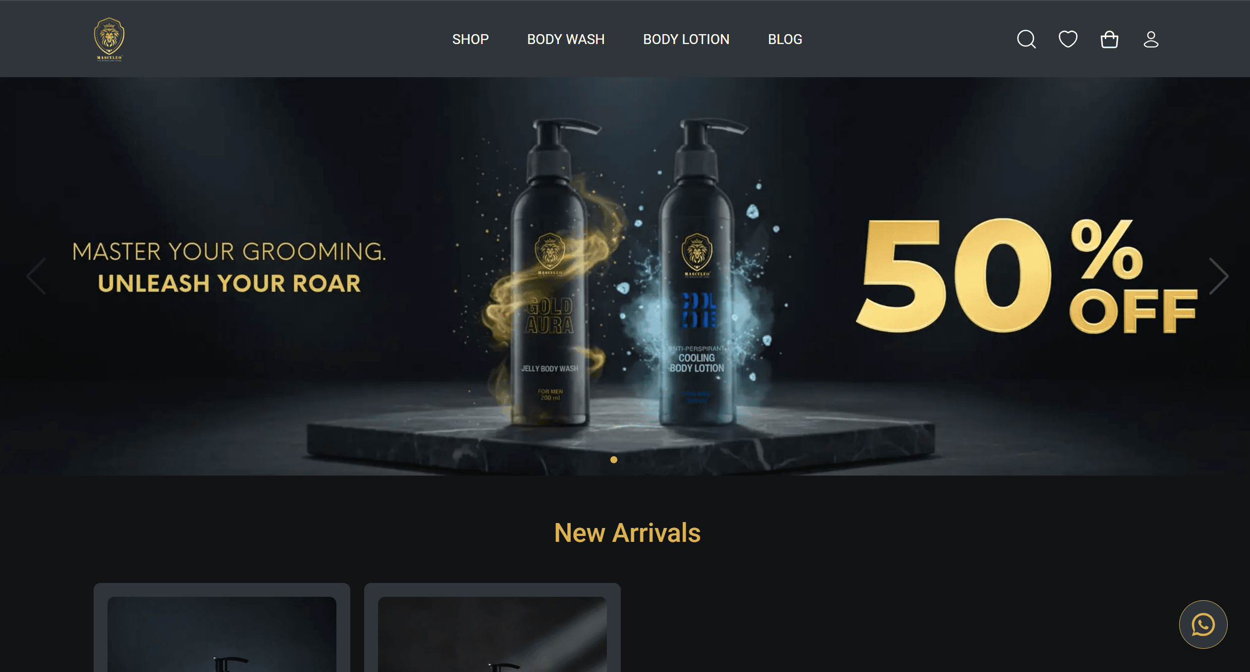 Masculeo Website home page screenshot